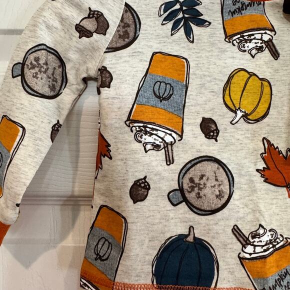 NEW Mud Pie Pumpkin Spice Latte Baby Halloween Fall Outfit Pajamas 6-9 - Picture 6 of 8